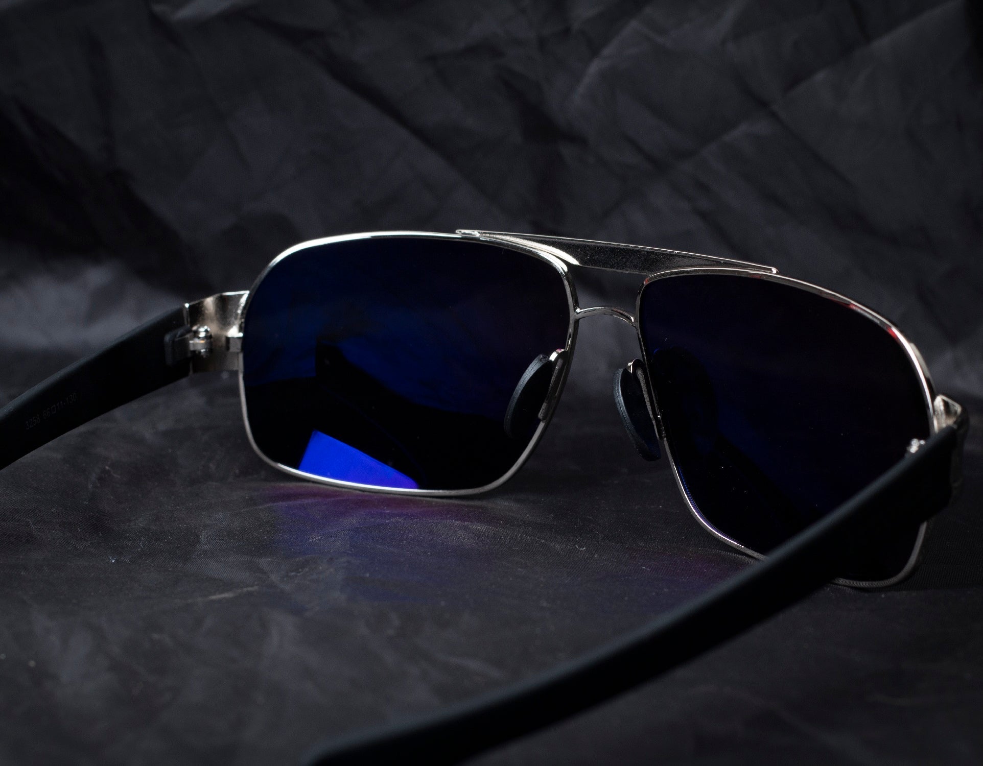 Luxomish Apex Polarized Silver Frame Black Lens Rectangular Sunglasses