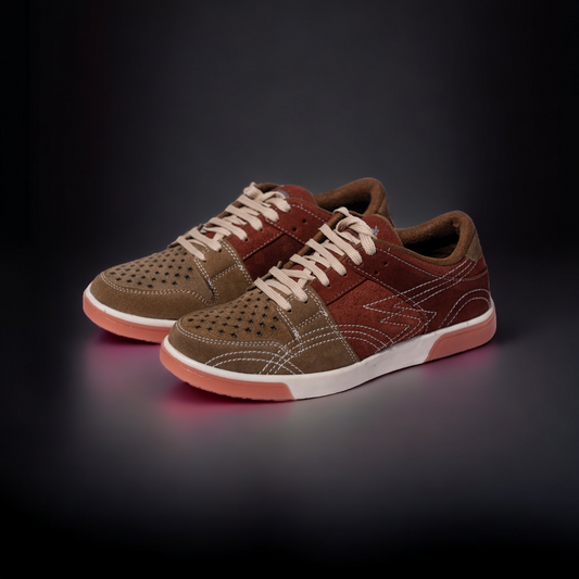 Conquest Premium Suede Leather Cherry Laceup Sneakers