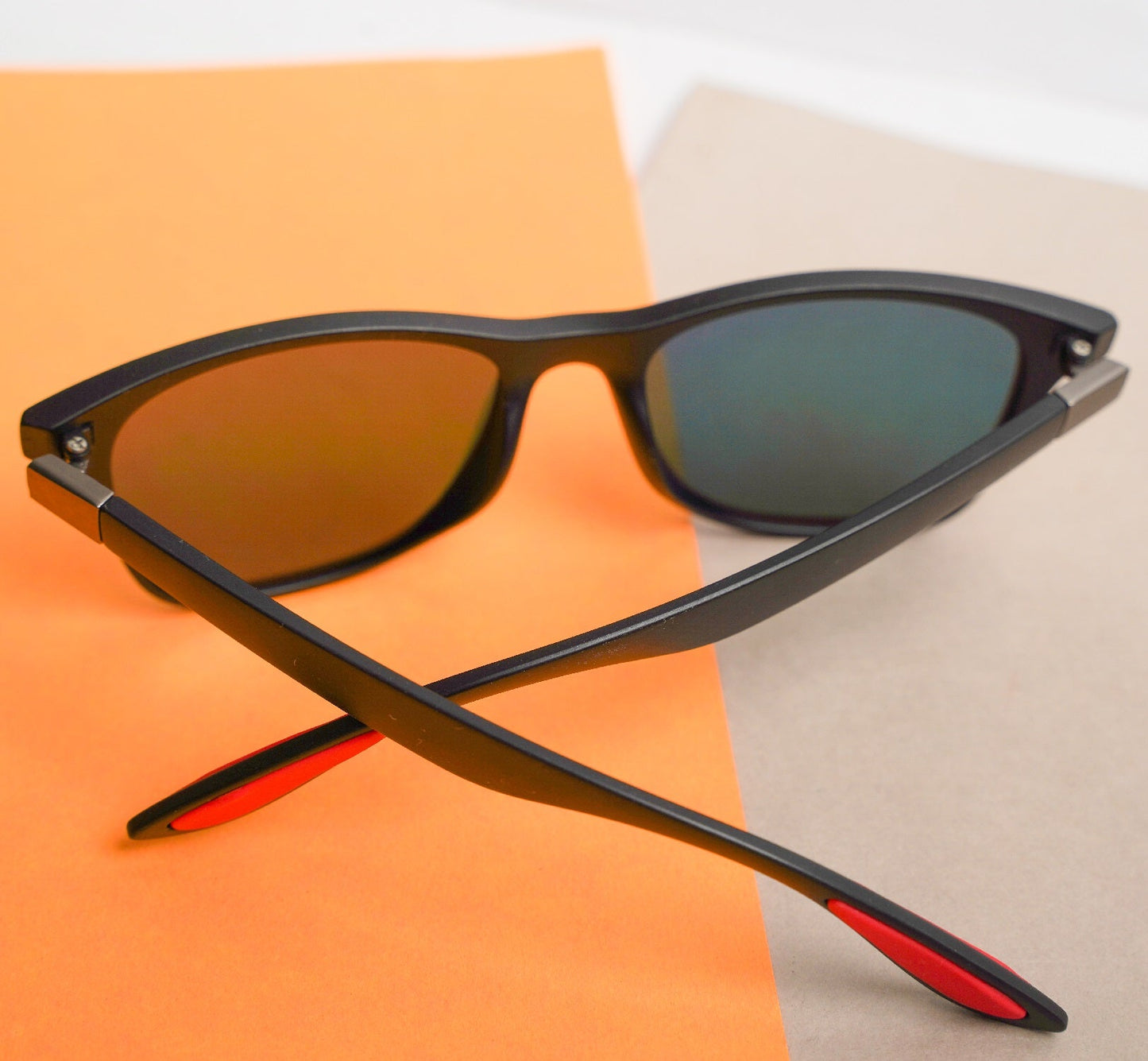 Luxomish Krypto Black Frame Orange Lens Polarized Sunglasses