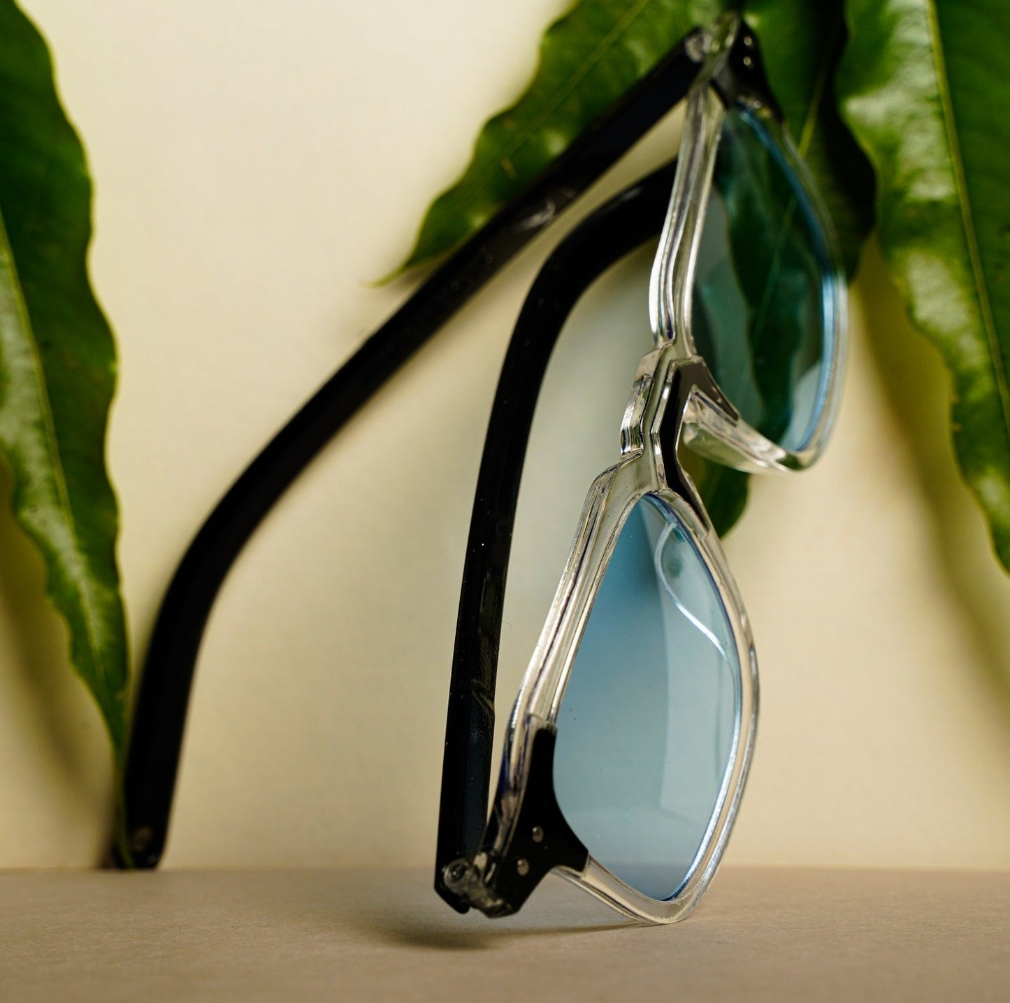 Luxomish Crystal Blue Lens Transparent Sunglasses