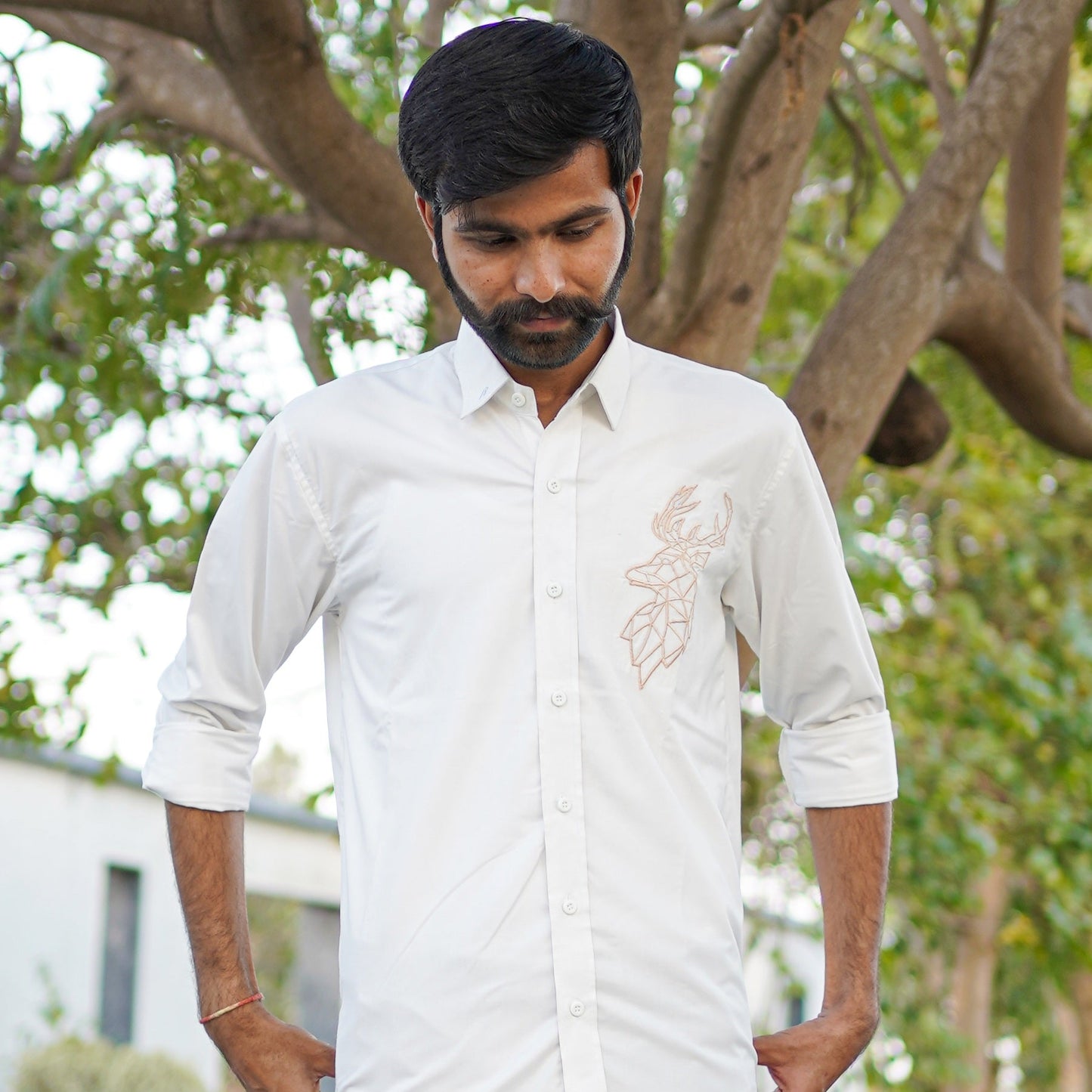 Designer embroidery White Shirt for Men