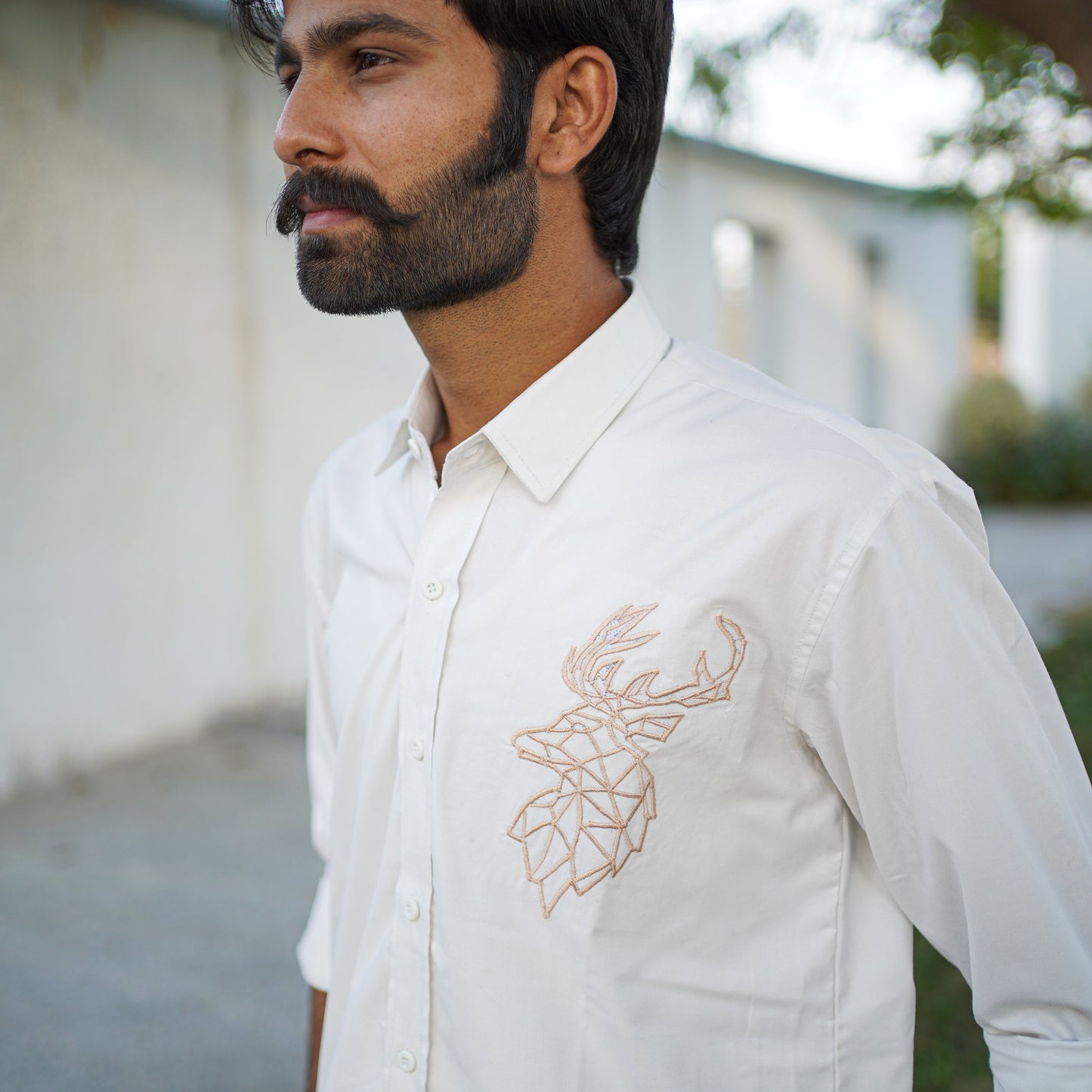 Designer embroidery White Shirt for Men