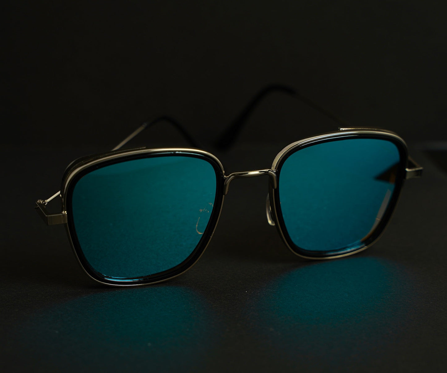 Kabir Singh Gold Frame Blue Lens Metal Sunglasses