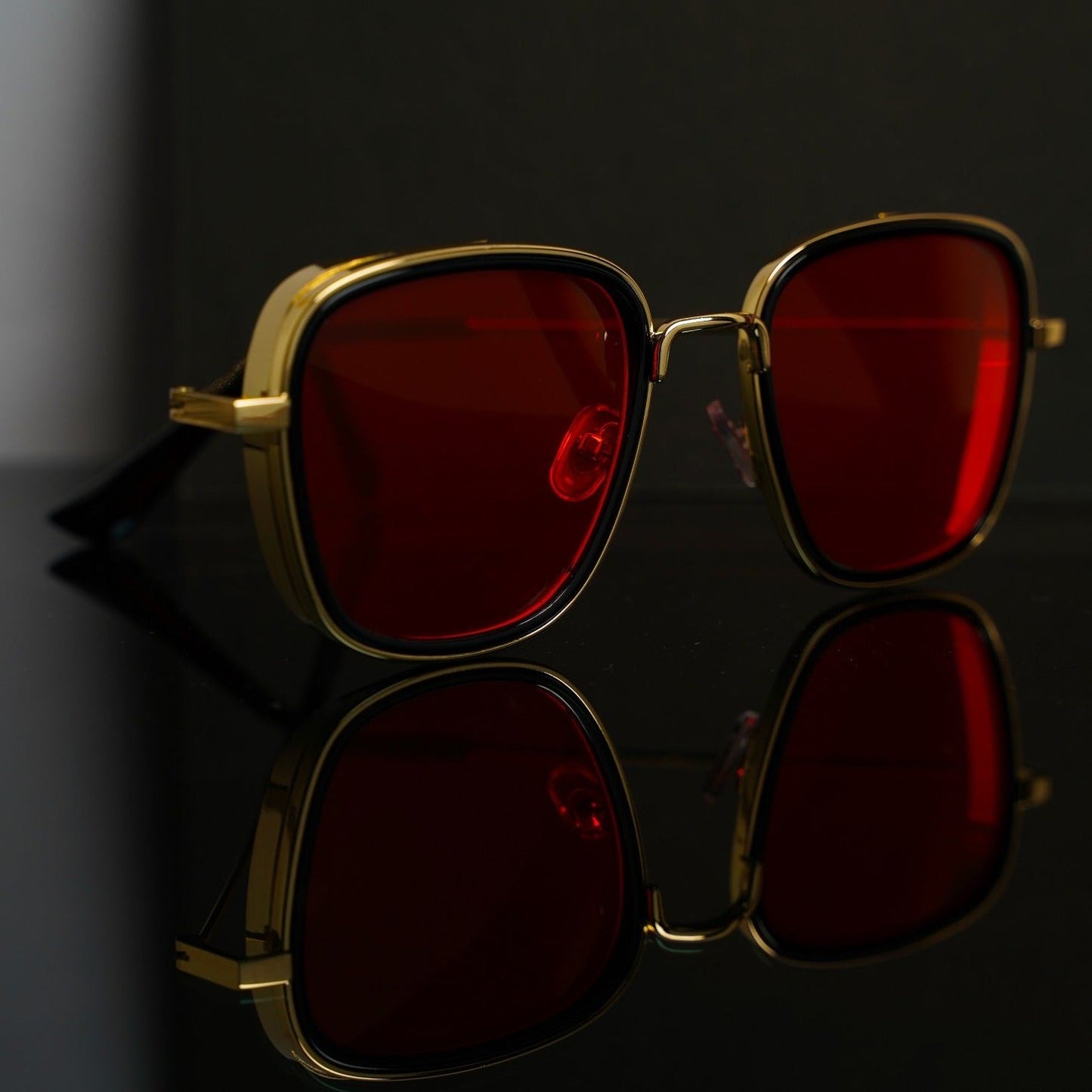 Kabir Singh Metal Gold Frame Red Lens Frame Sunglasses