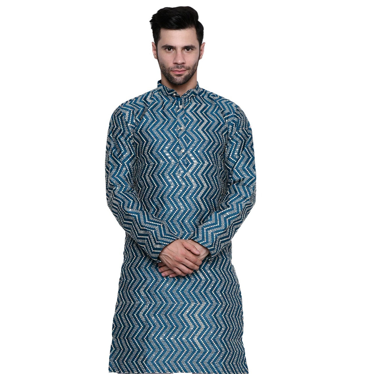 Designer Chikankari Blue Kurta for Men