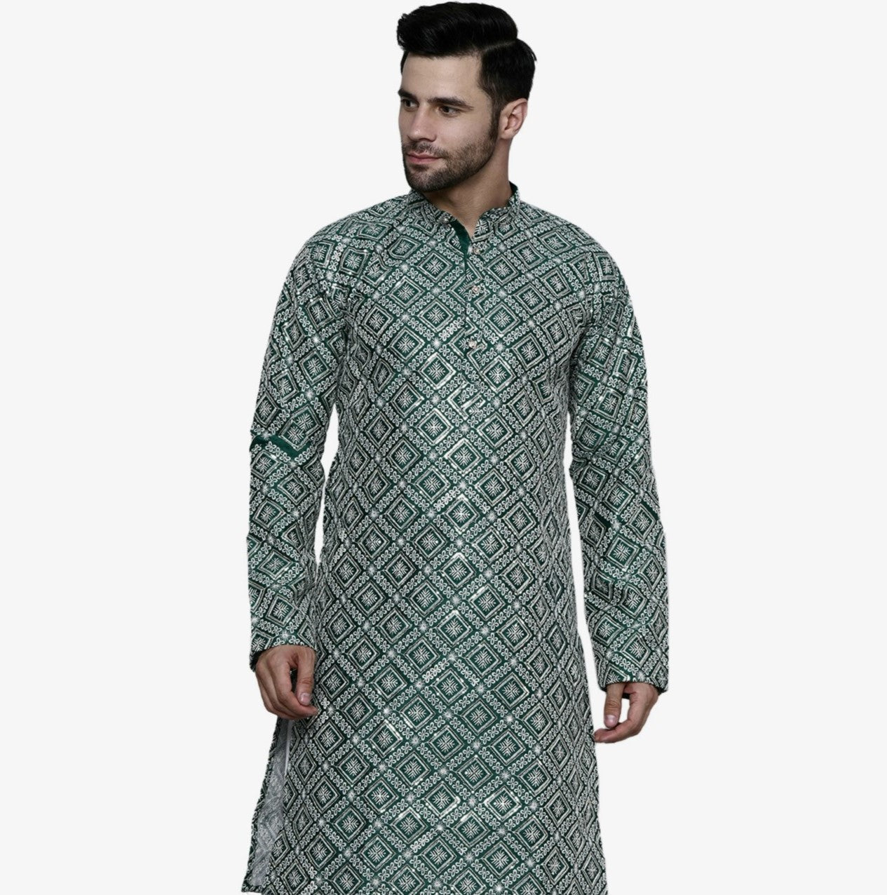 Designer Green Chikankari Kurta for Men