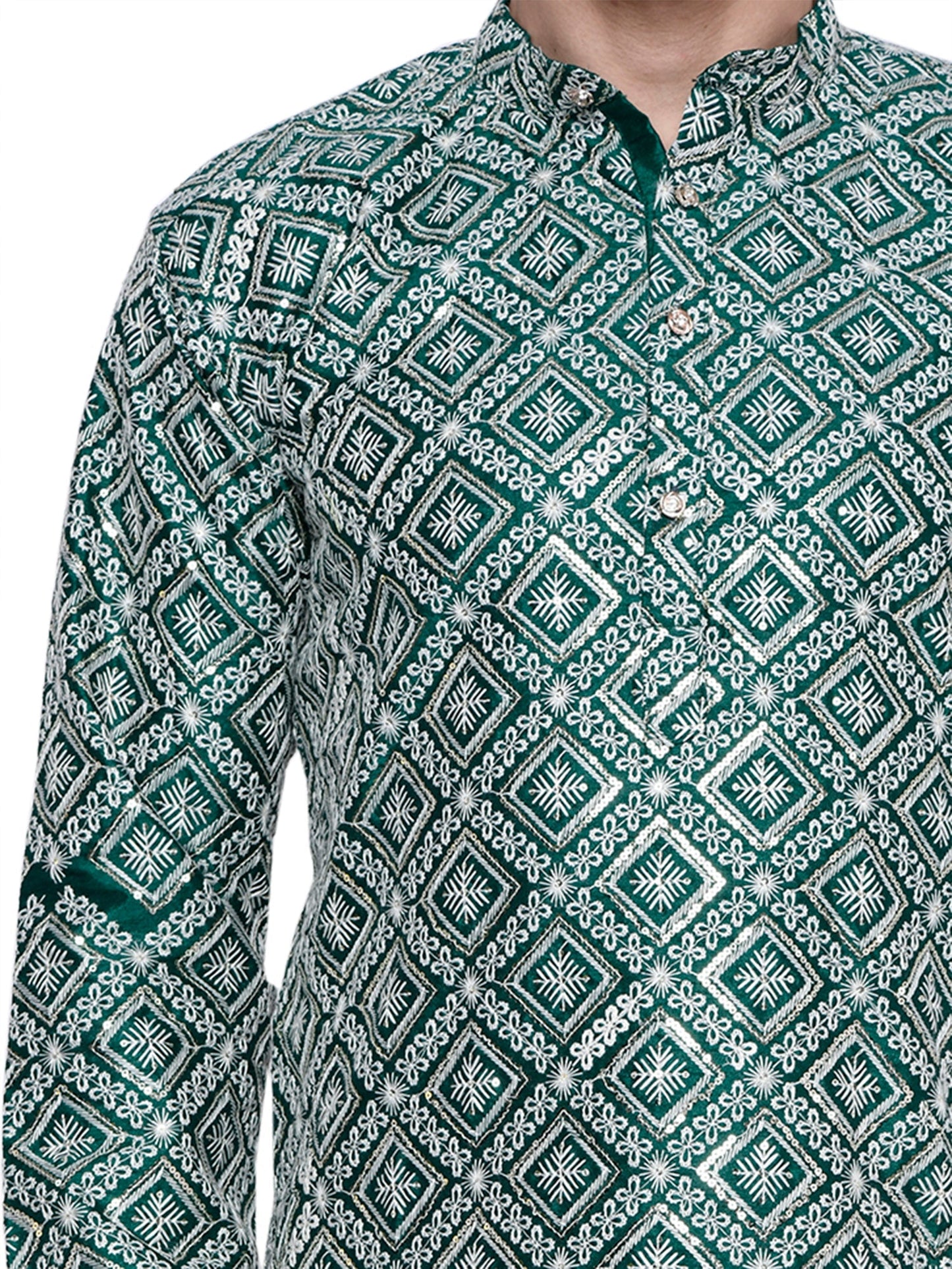 Designer Green Chikankari Kurta for Men