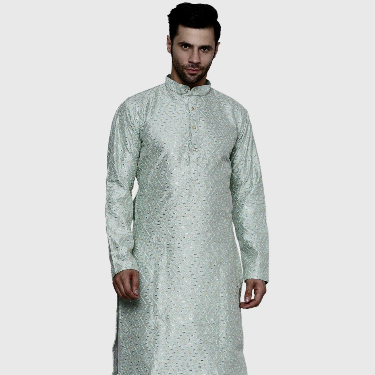 Designer Pistachio Green Kurta for Men