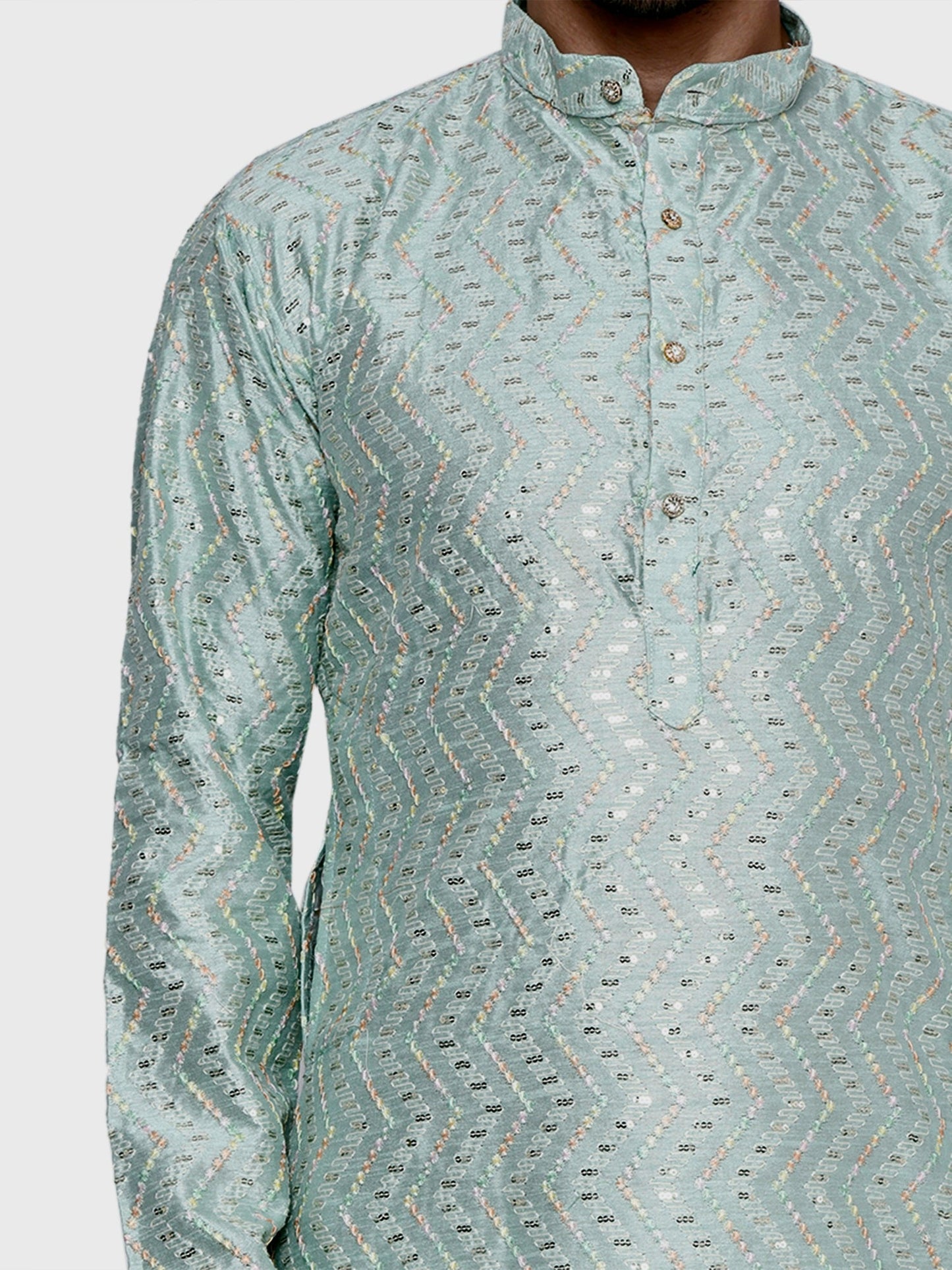 Designer Pistachio Green Kurta for Men