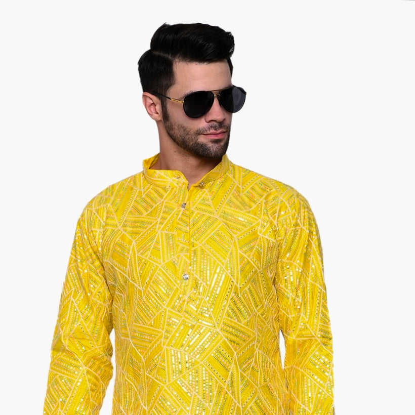 Designer Yellow Kurta for Men