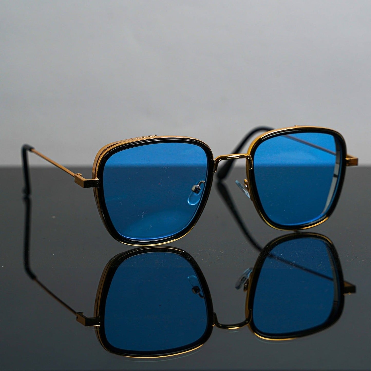 Kabir Singh Gold Frame Blue Lens Metal Sunglasses