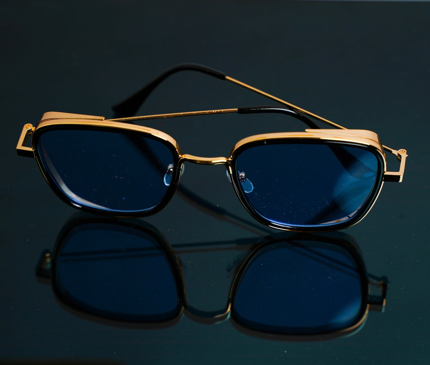 Kabir Singh Gold Frame Blue Lens Metal Sunglasses