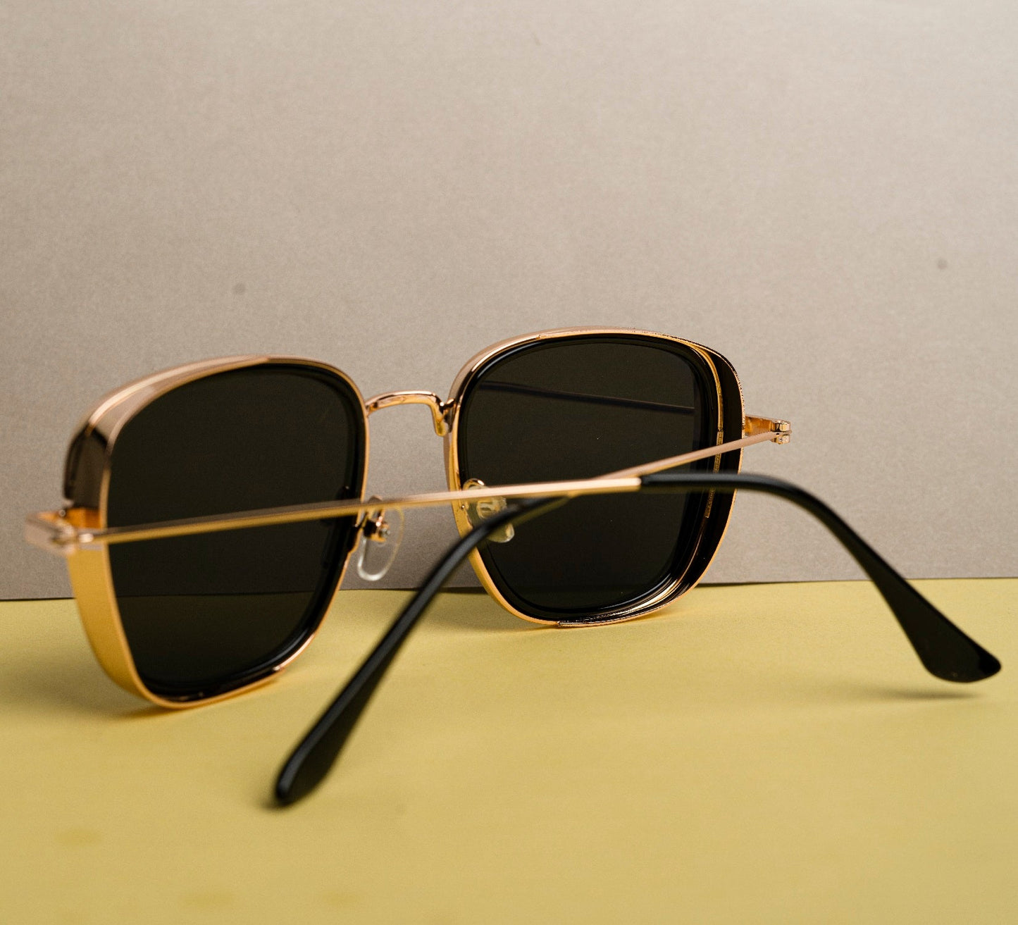 Kabir Singh Golden Frame Black Lens Metal Sunglasses