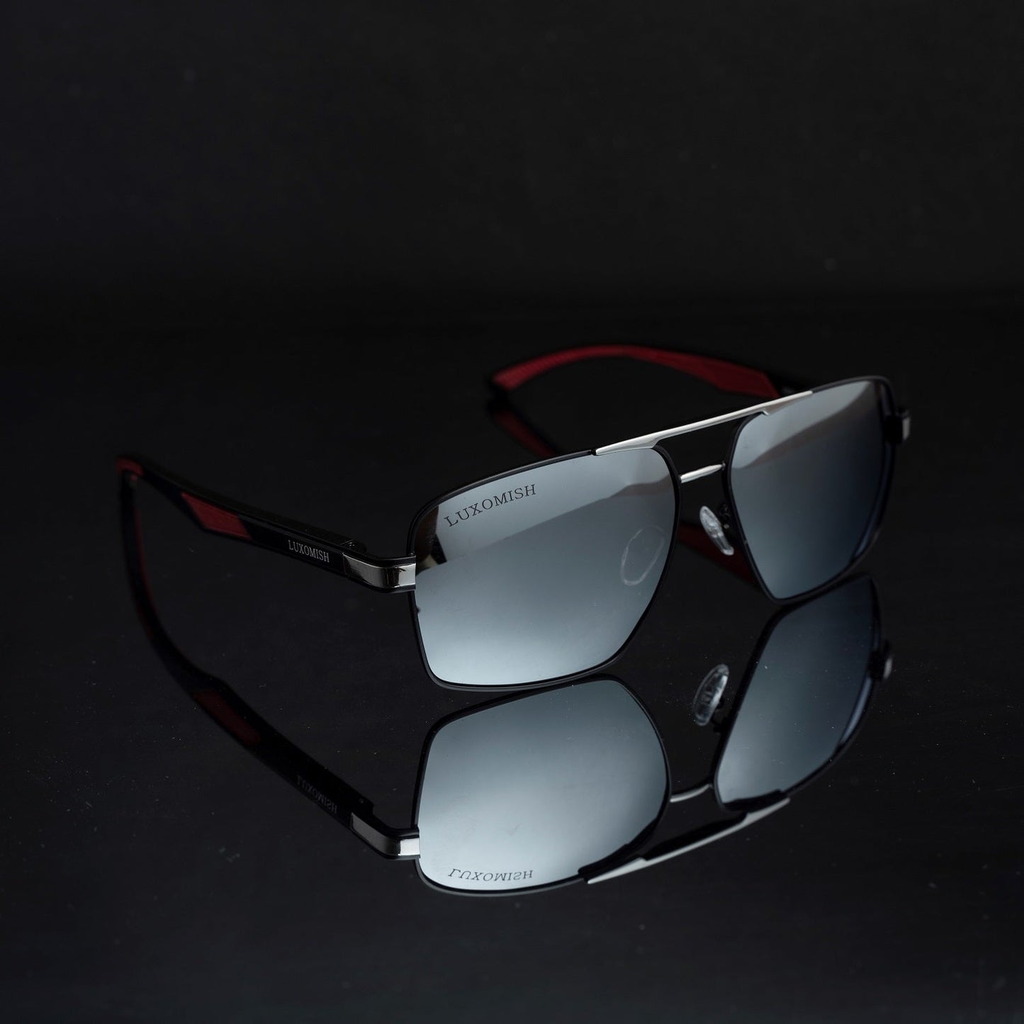 Magnus Polarized Silver Lens Black Frame Square Sunglasses for Men