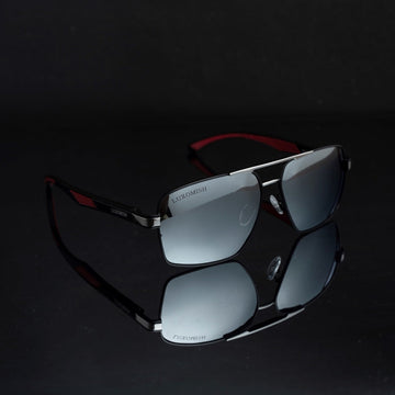 Magnus Polarized Silver Lens Black Frame Square Sunglasses for Men