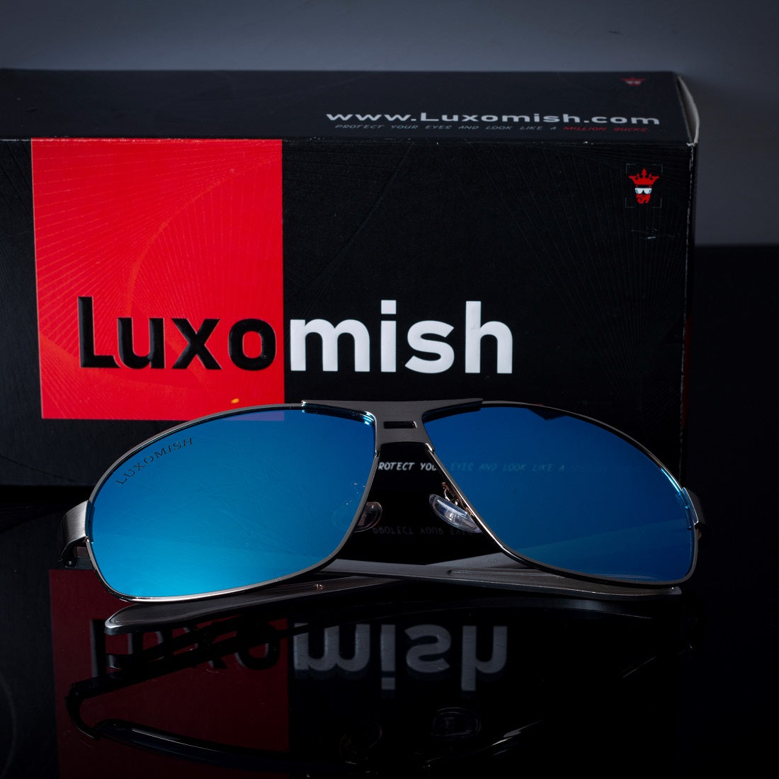 Luxomish Oval Blue Polarized Al-Mg Sunglasses