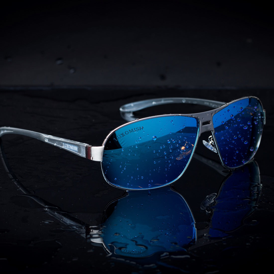 Luxomish Oval Blue Polarized Al-Mg Sunglasses