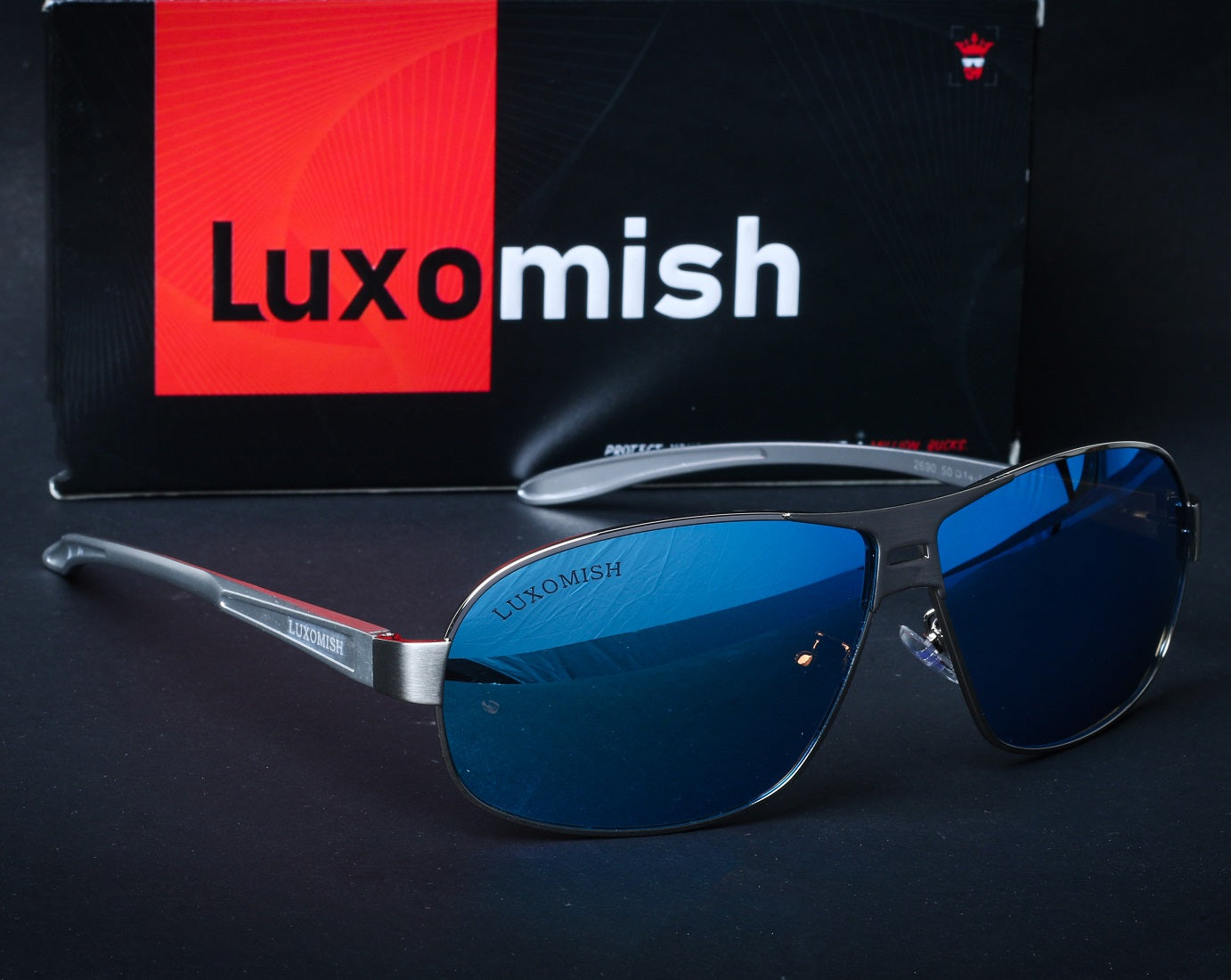 Luxomish Oval Blue Polarized Al-Mg Sunglasses
