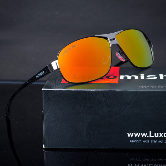 Luxomish Oval Orange Polarized Al-Mg Sunglasses