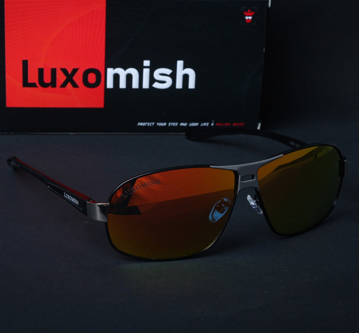 Luxomish Oval Orange Polarized Al-Mg Sunglasses