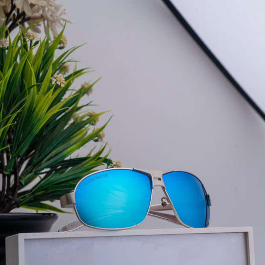 Luxomish Oval Blue Polarized Al-Mg Sunglasses