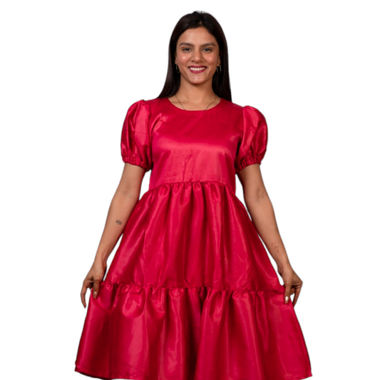 Red Frilly Affair One Piece Dress