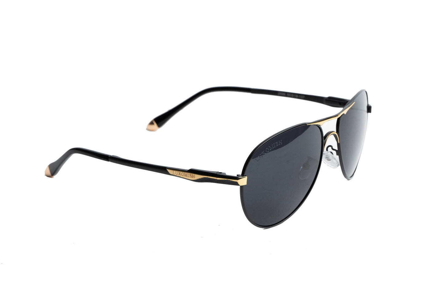 Tornado Polarized Aviator Sunglasses for Men - Black Lens Black-Gold Frame Edition