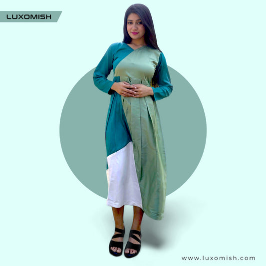 Green Layered Dress for Women