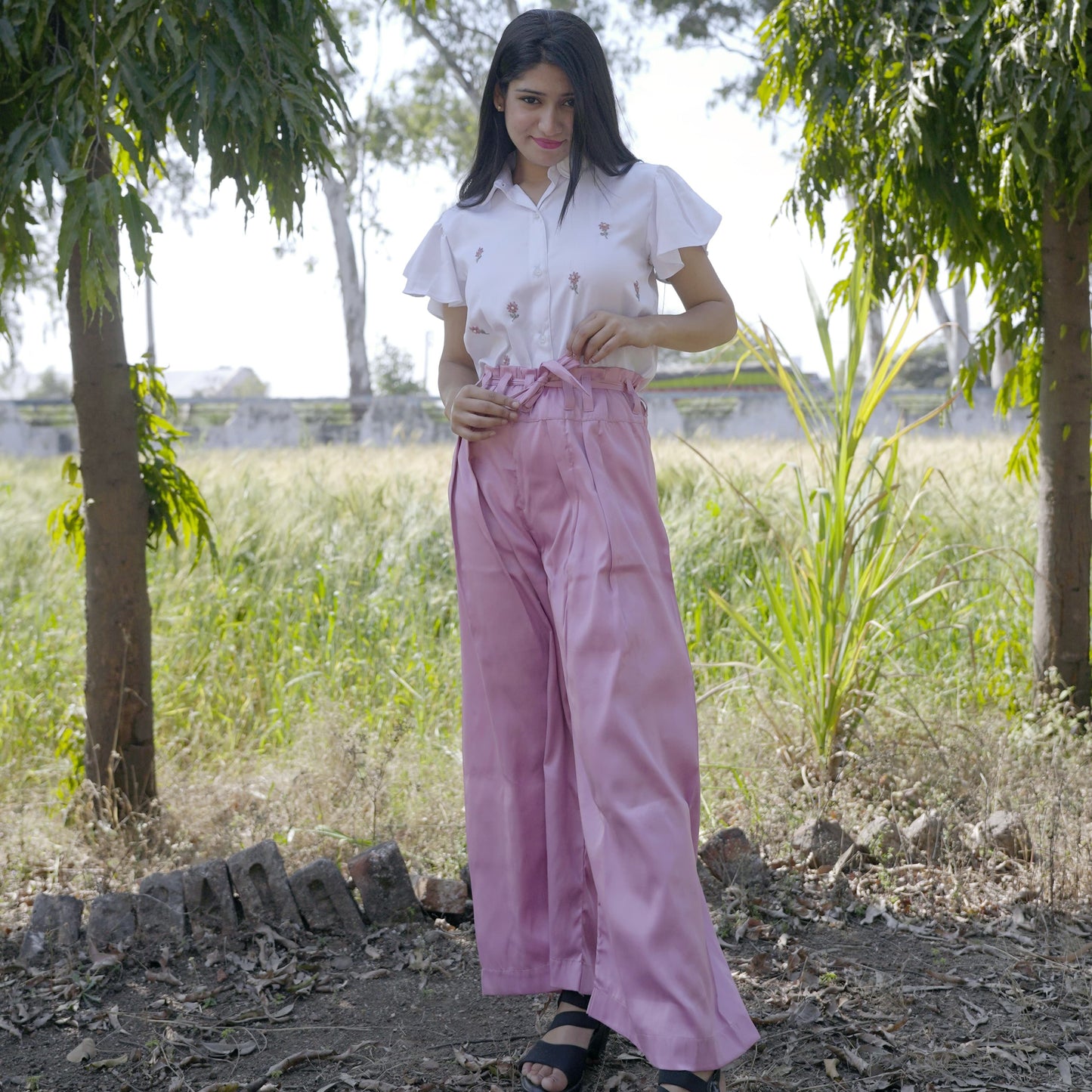 White Top Pink Trouser For Women