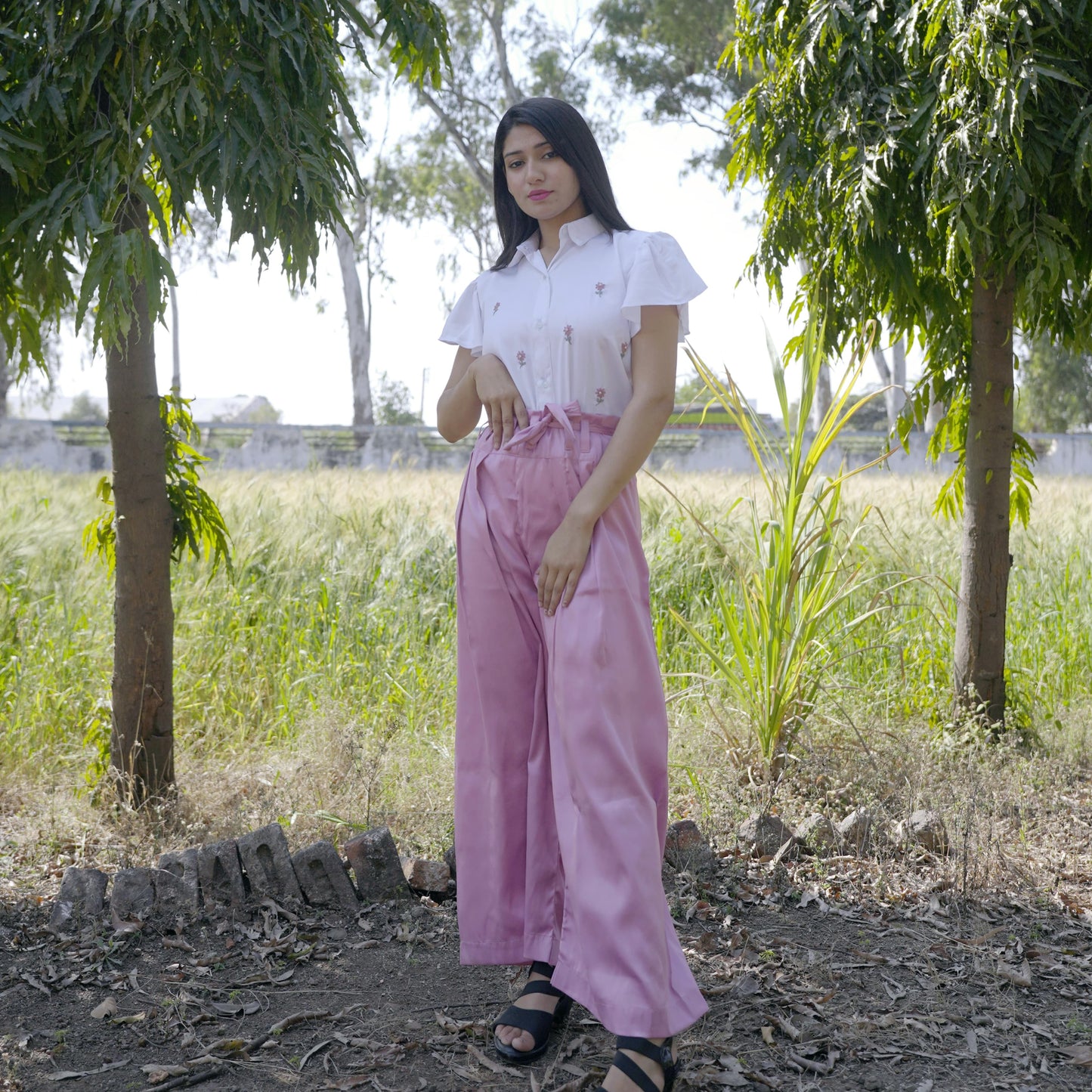 White Top Pink Trouser For Women