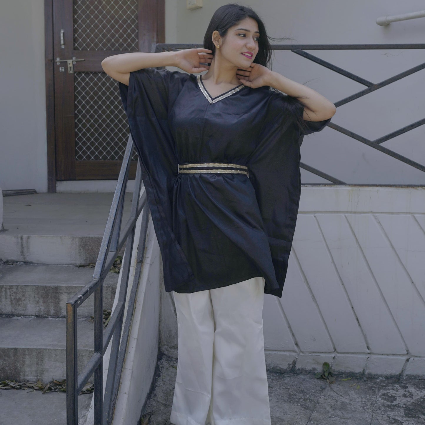 Black Kaftan With White Pants