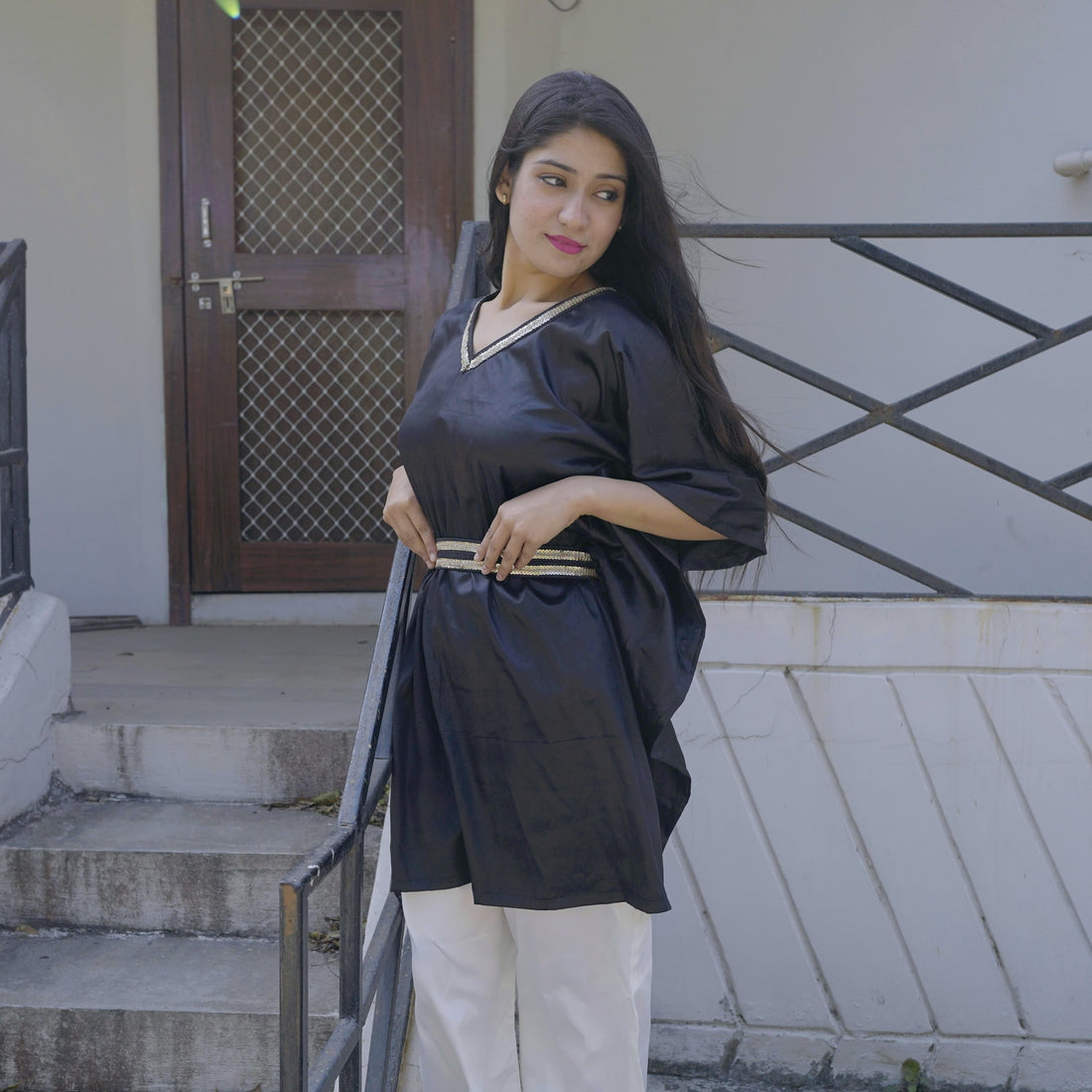 Black Kaftan With White Pants