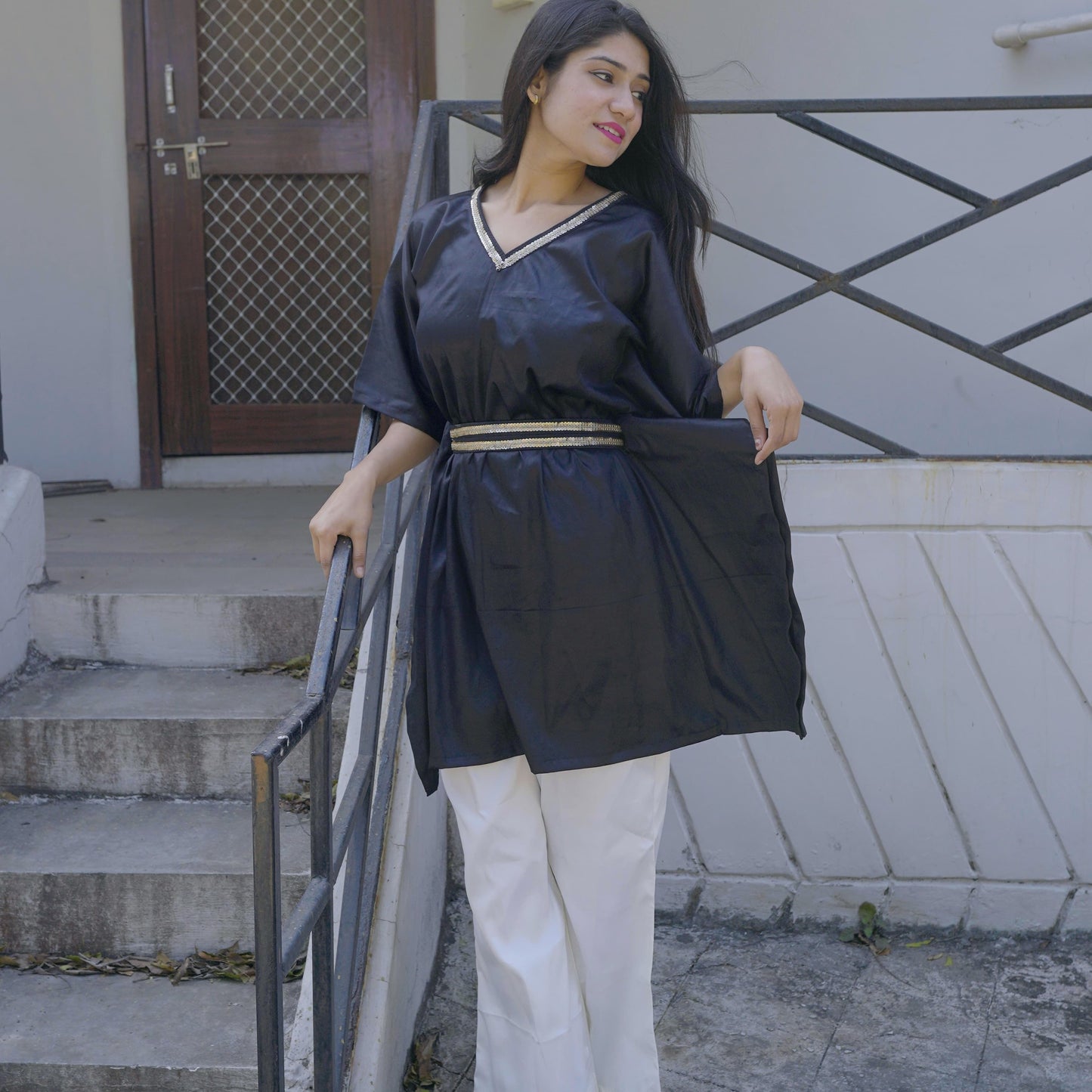 Black Kaftan With White Pants