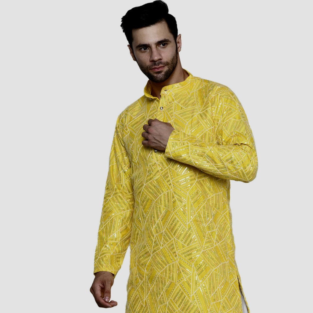 Designer Yellow Kurta for Men