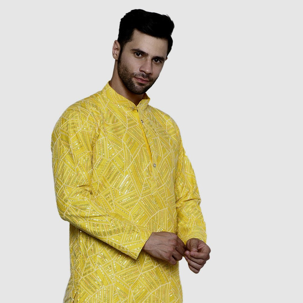 Designer Yellow Kurta for Men