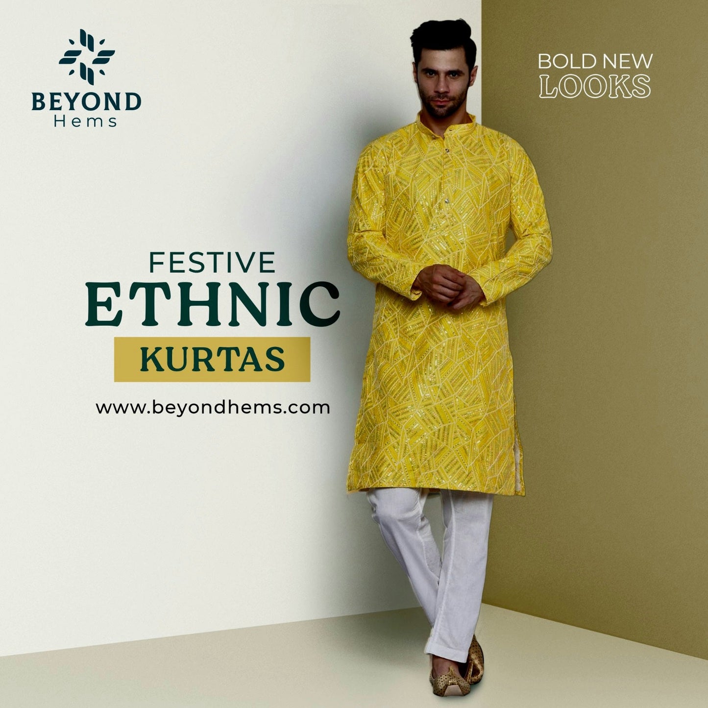 Designer Yellow Kurta for Men