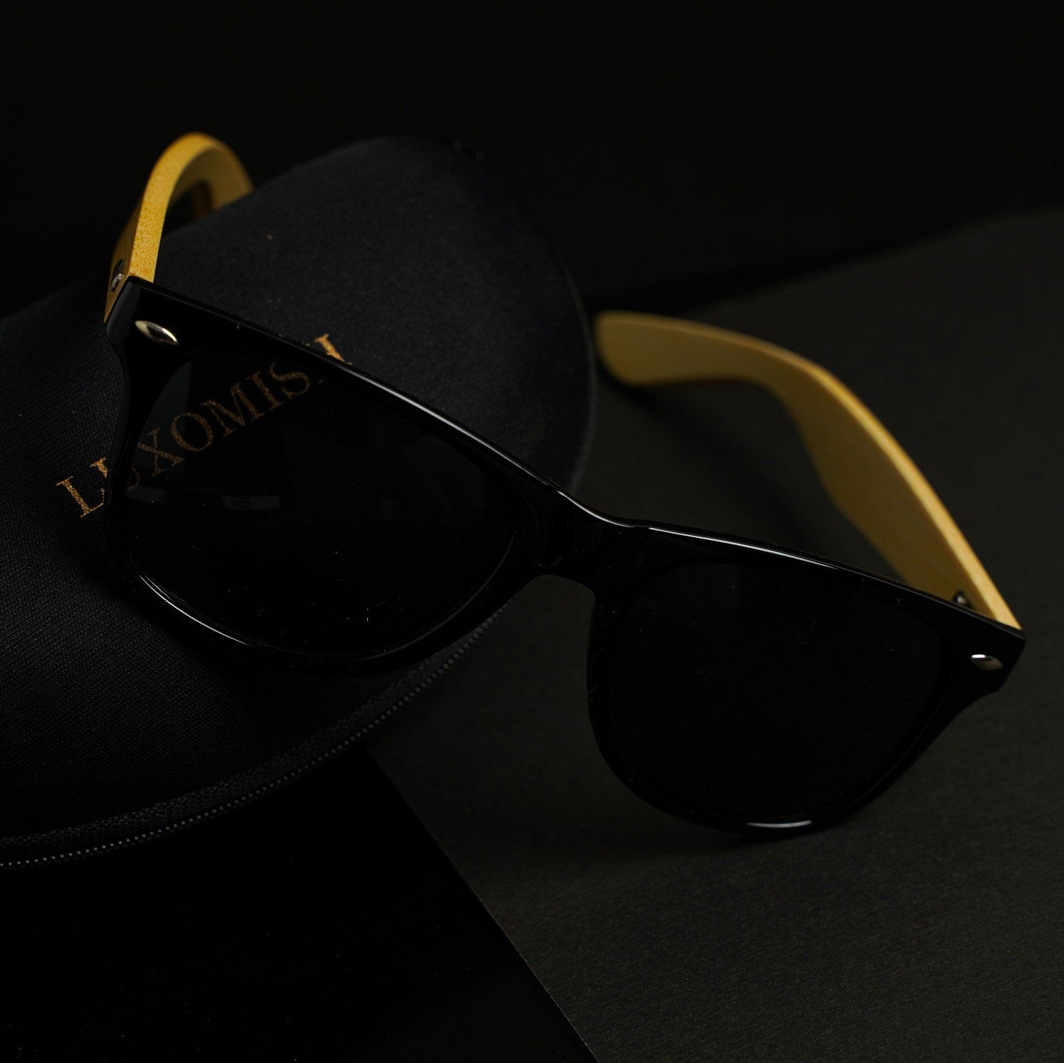 Classic Wooden Sunglasses with UV 400 Protection - Black Lens