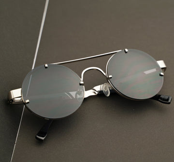 Luxomish Frameless Steampunk Round Sunglasses