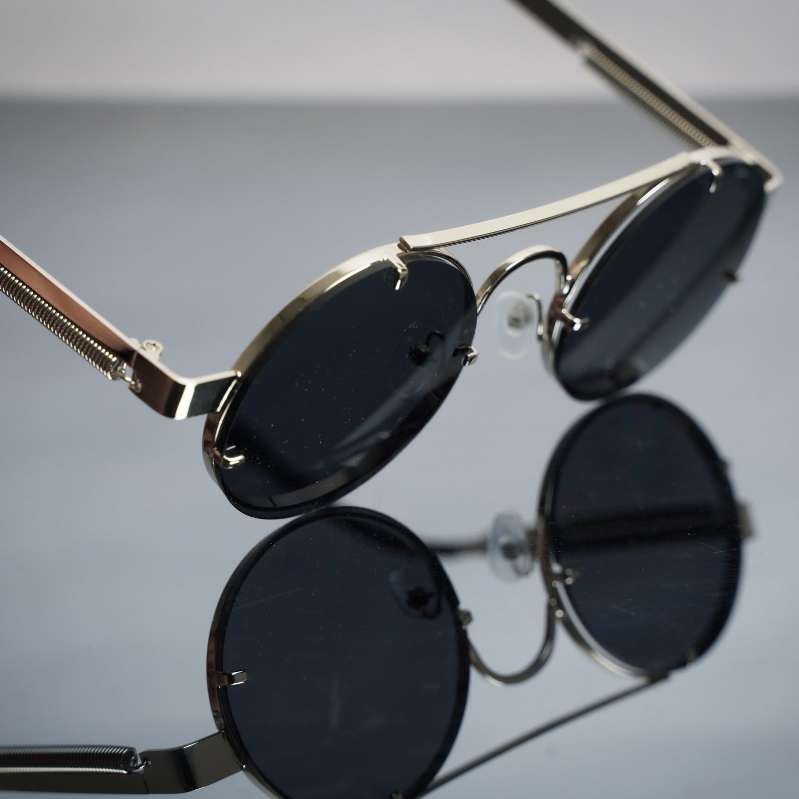 Luxomish Frameless Steampunk Round Sunglasses