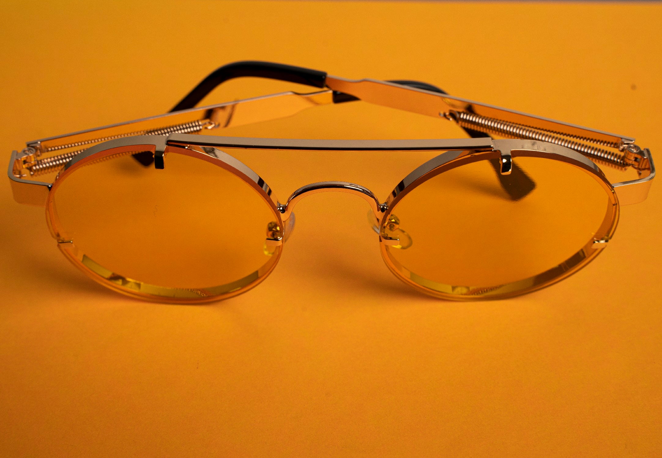 Luxomish Frameless Steampunk Round Sunglasses