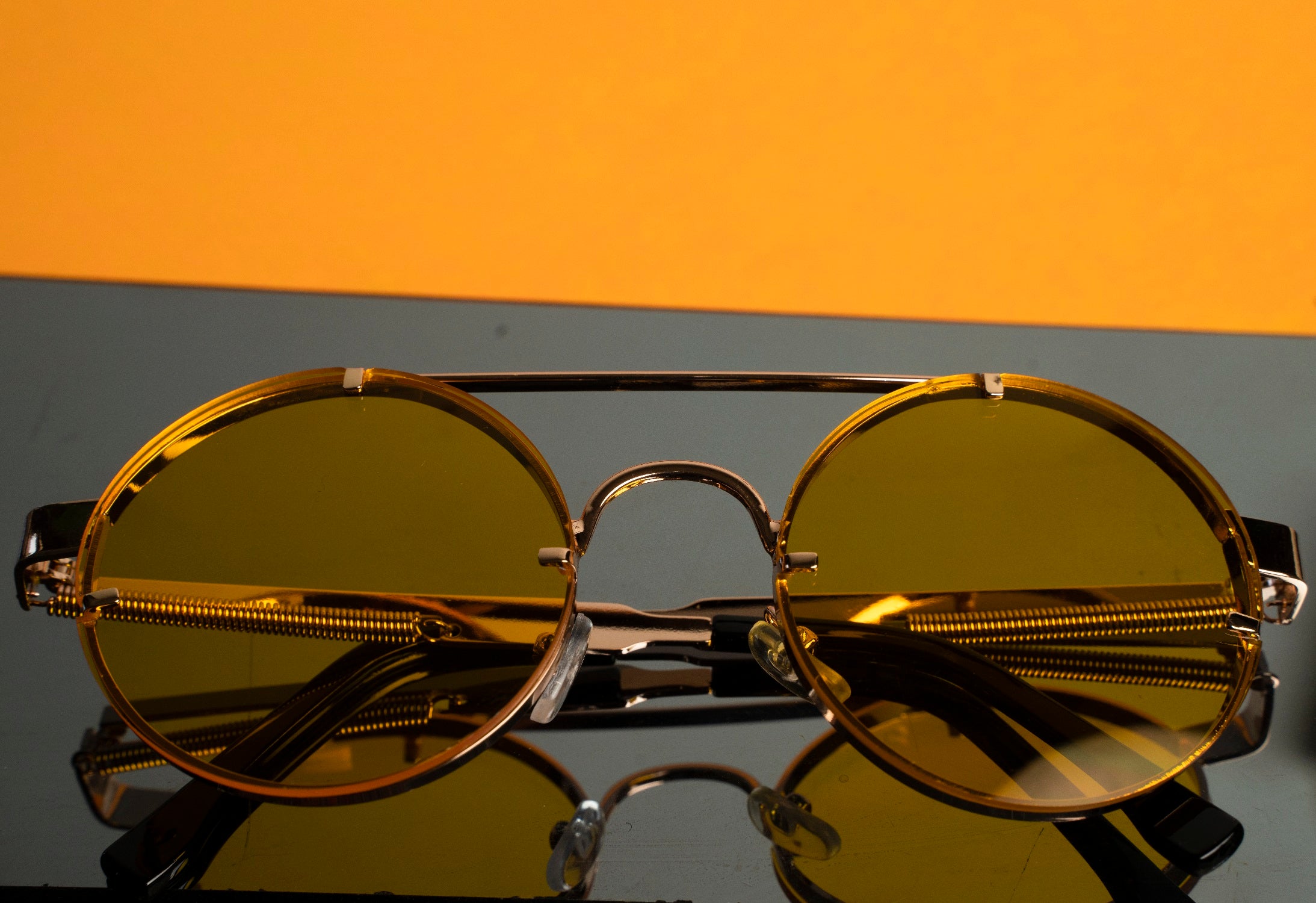 Luxomish Frameless Steampunk Round Sunglasses