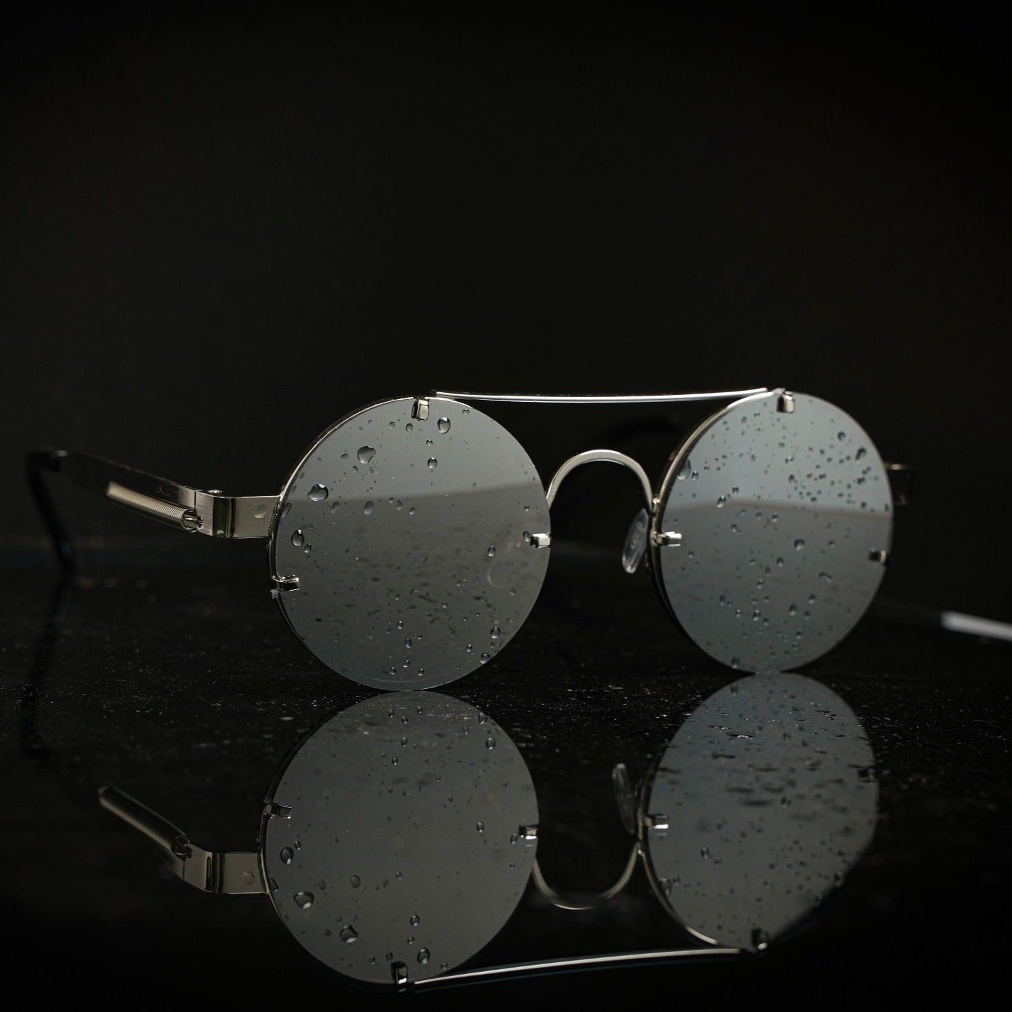 Luxomish Frameless Steampunk Round Sunglasses