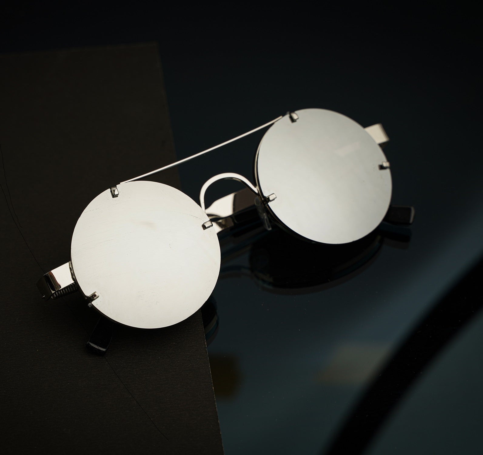 Luxomish Frameless Steampunk Round Sunglasses