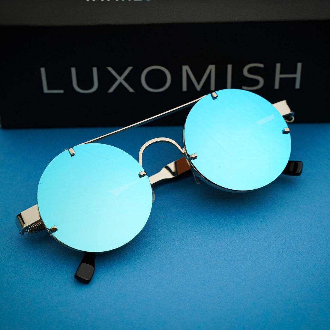Luxomish Frameless Steampunk Round Sunglasses