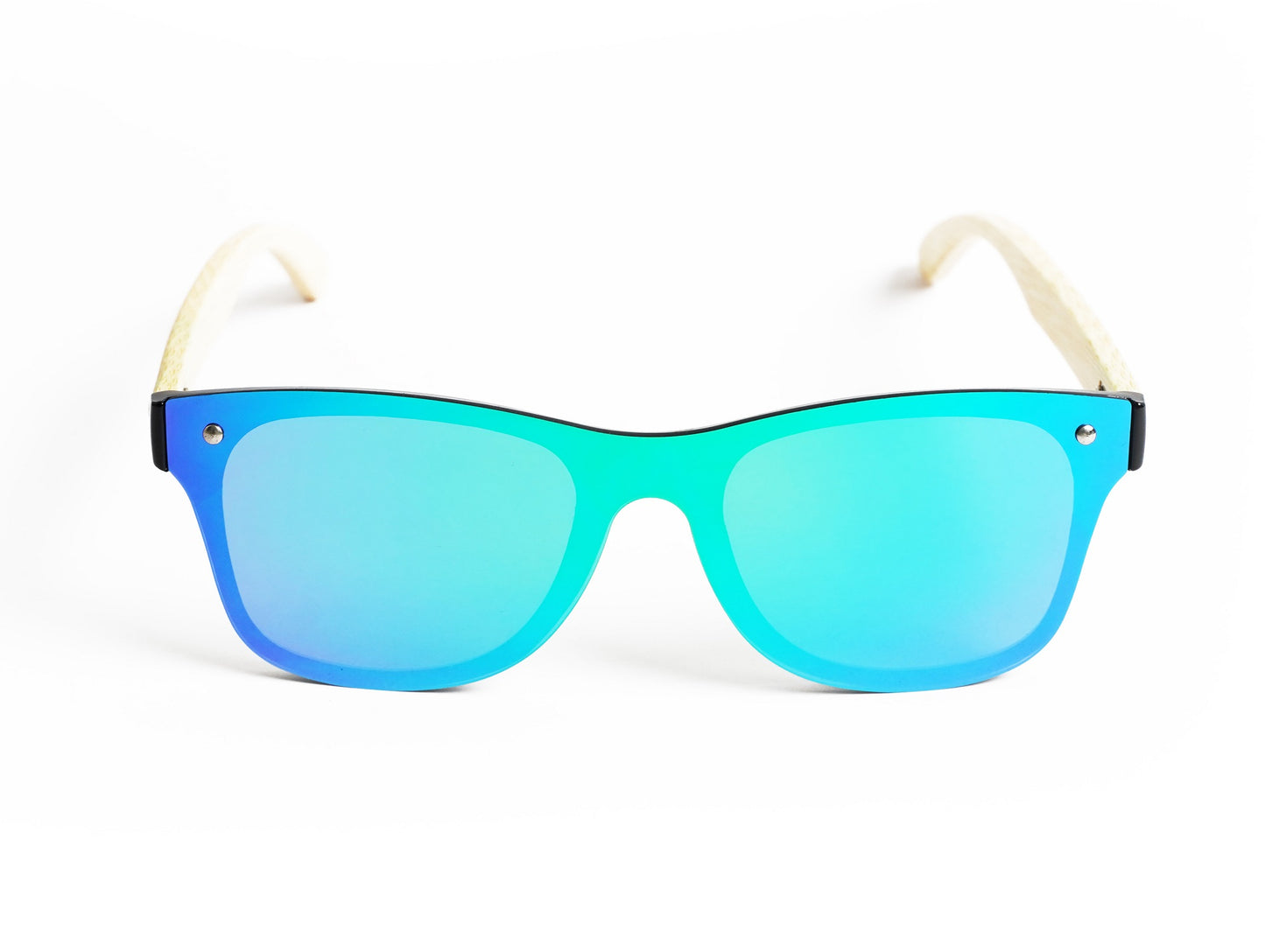 Handmade Frameless Wooden Sunglasses - Blue