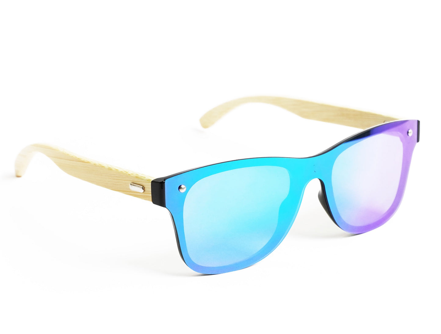 Handmade Frameless Wooden Sunglasses - Blue