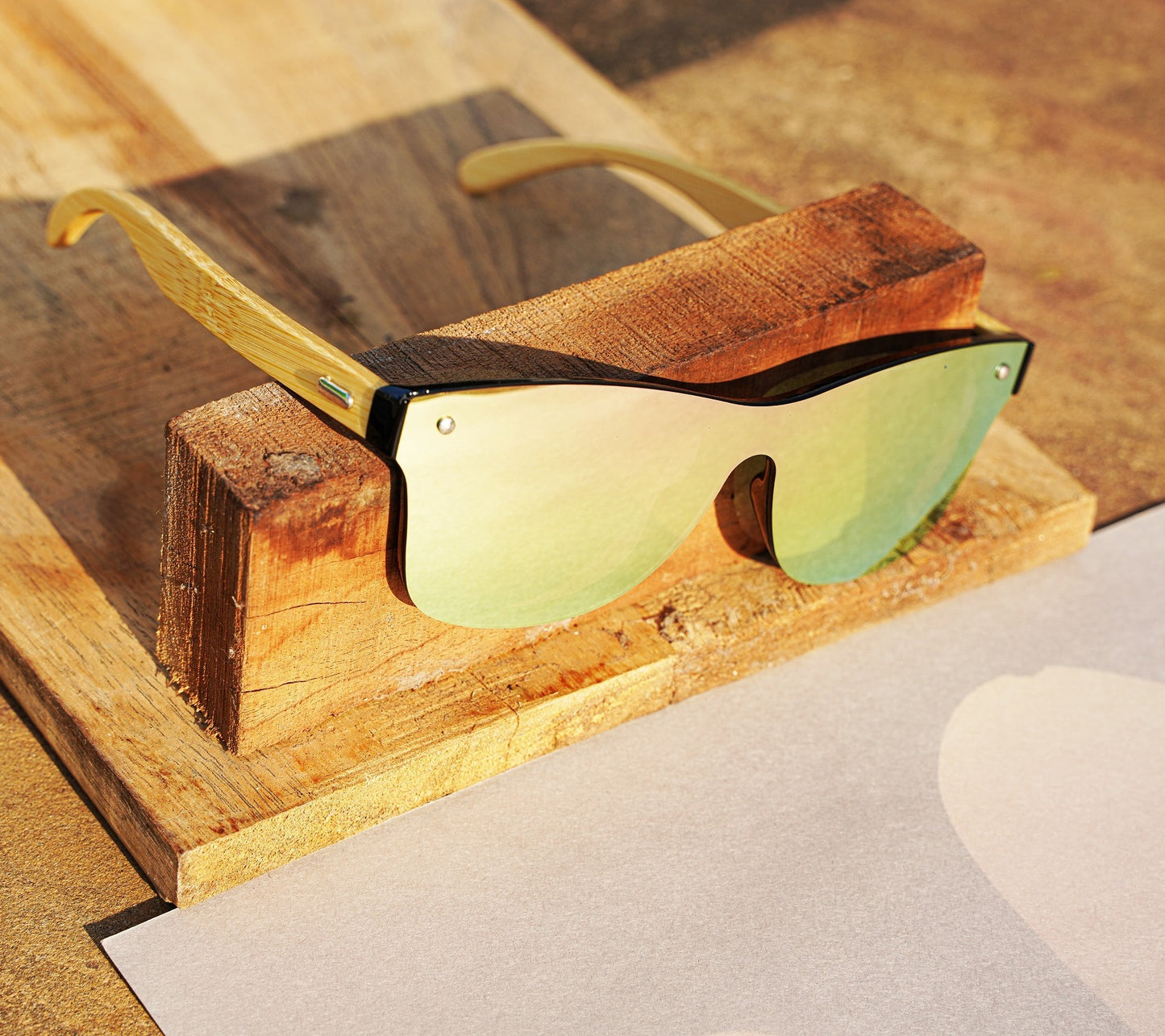 Handmade Frameless Wooden Sunglasses - Coral