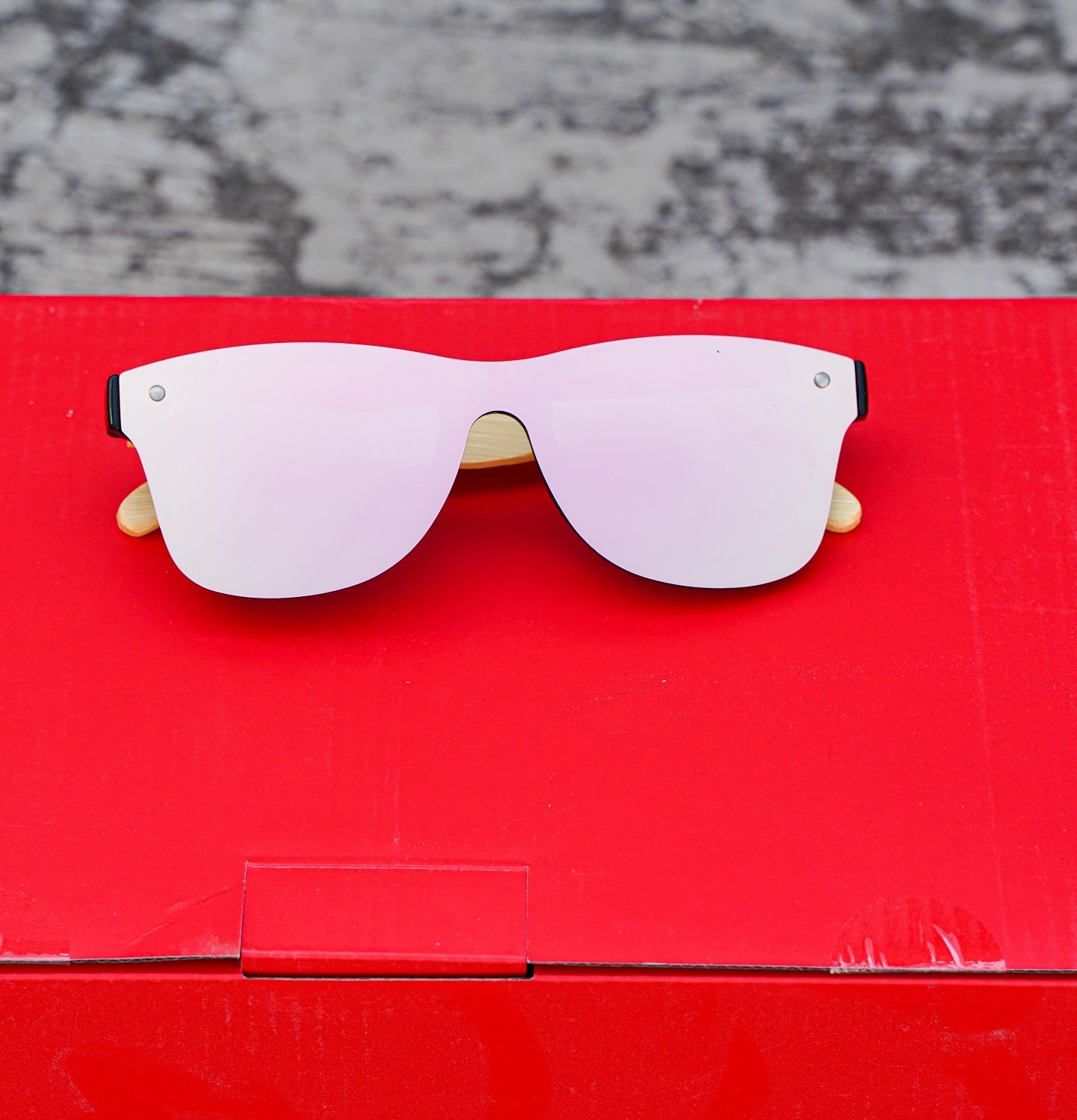 Handmade Frameless Wooden Sunglasses - Coral