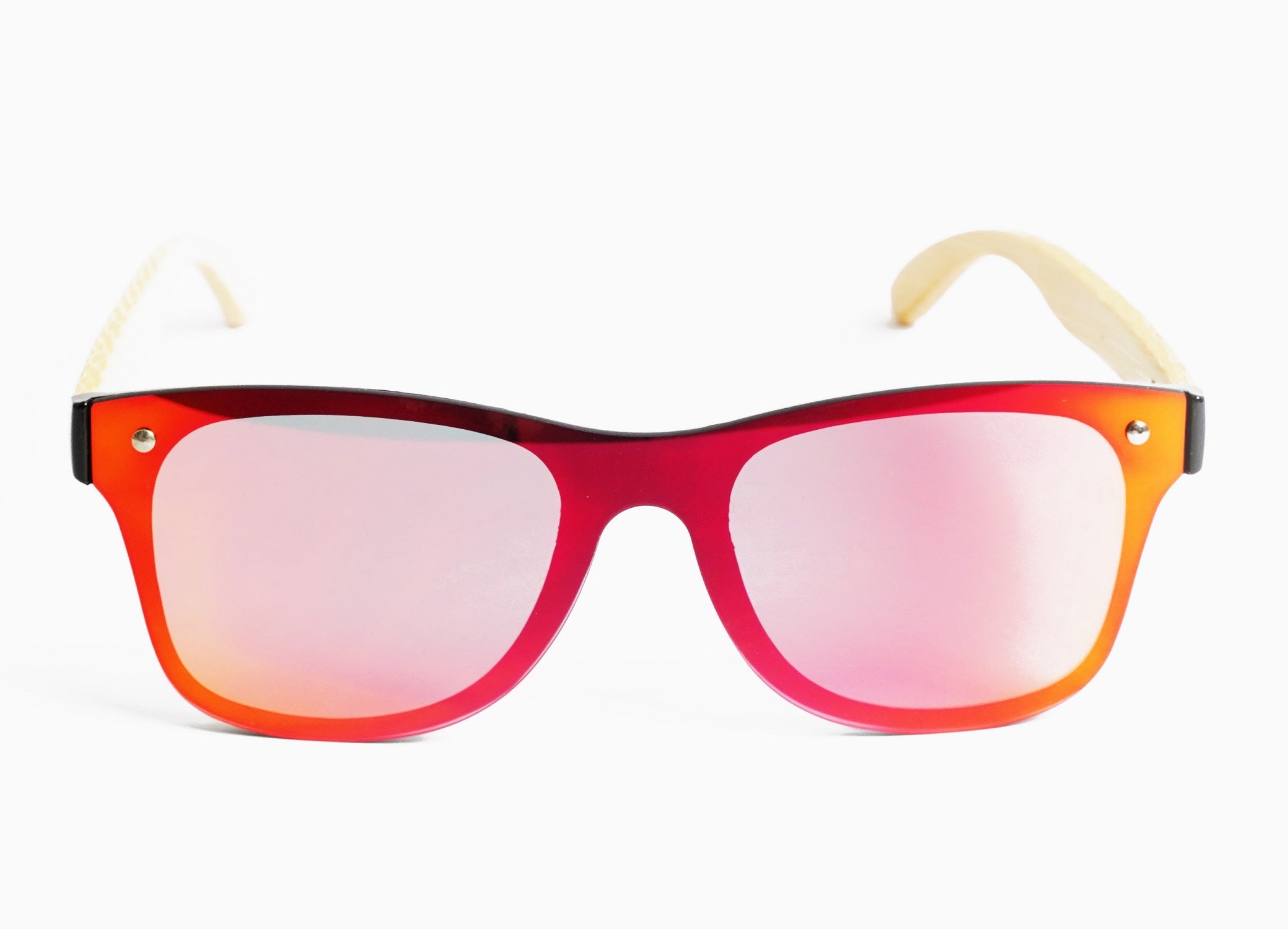 Handmade Frameless Wooden Sunglasses - Red