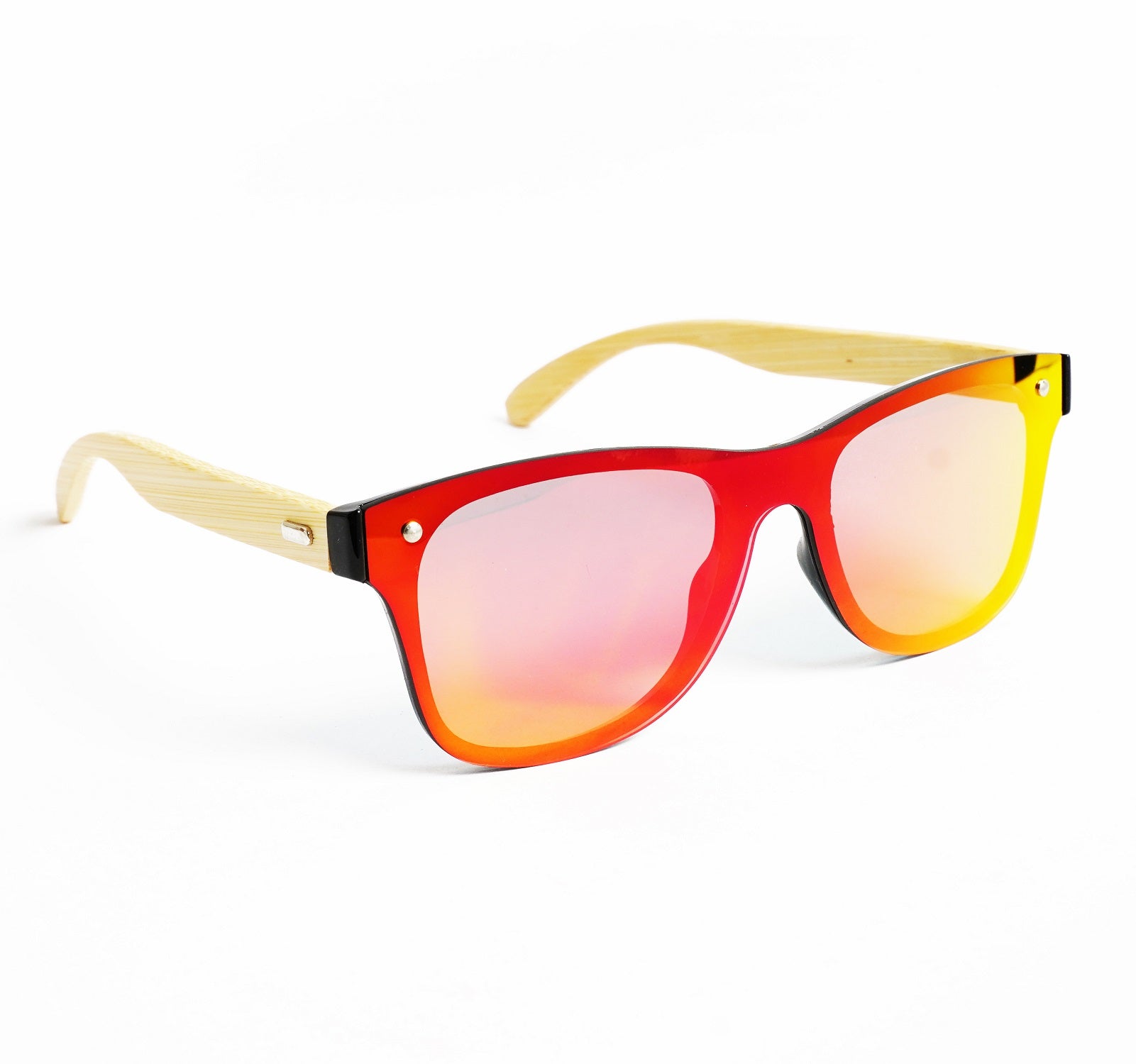 Handmade Frameless Wooden Sunglasses - Red